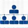 Ikon som representerar ett organisationsschema med sammankopplade enheter